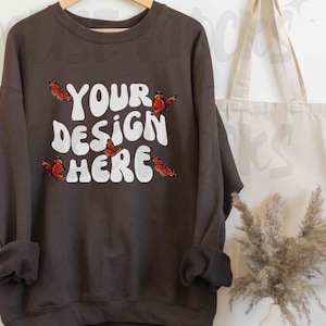 Gildan 18000 Mockup Dark Chocolate Gildan Sweatshirt Mockup 18000 Flat lay Crewneck Sweatshirt mock ups Gildan Mockup Brown Hoodie Mockup