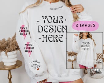 Gildan 18000 Mockup Gildan 18000 White Mockup Sleeve mockup Sweatshirt sleeve mockup Gildan Mockup Mock ups 18000 White Gildan 1800 mockup