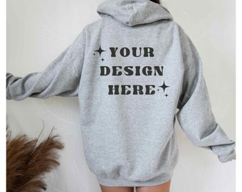 Gildan 18500 Felpa con cappuccio Mockup Sport Grigio Felpa con cappuccio Mockup Posteriore di felpa con cappuccio Oversized Mock up Gildan Felpa con cappuccio Mockup Gildan Mockup Gildan 18500 Mockup