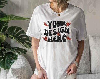 Bella Canvas 3001 Mockup White Mockup White shirt mockup Bella canvas mockup Model Mock ups Oversized Bella Canvas 3001 White tshirt mock