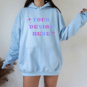 Gildan 18500 Hoodie Mockup Light Blue Hoodie Mockup Model Mockup Mock ups Gildan Hoodie Mockup Gildan Mockup Gildan 18500 Mockup Oversized