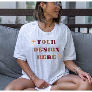 Bella Canvas 3001 Mockup Ash Shirt Mockup Bella canvas mockup Mock ups Model Mockup mockup bundle Oversized Bella Canvas Trendy mocks tshirt