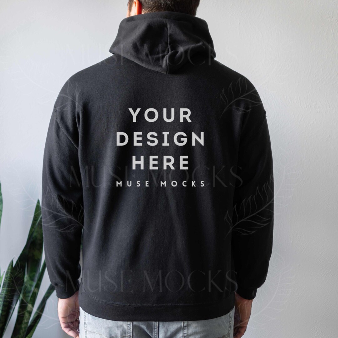 Gildan 18500 Mockup Gildan Mockup Male in Black Hoodie Gildan ...