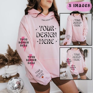 Gildan 18500 Mockup Gildan 18500 Hoodie Mockup Sleeve mockup Hoodie sleeve mockup Gildan Mockup Sweatshirt Sleeve Mockup 18500 Light Pink