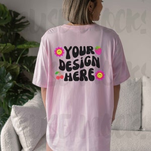 Bella Canvas 3001 Mockup Pink Mockup Pink shirt mockup Bella canvas mockup Back of shirt Mock ups Oversized Bella Canvas 3001 Pink Mock
