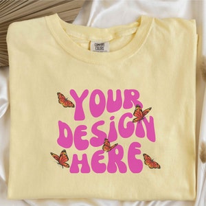 Comfort Colors Mockup Banana C1717 Shirt Flat Lay Mockup Boho Mockup tshirt mock ups Comfort Color 1717 mockup Banana mockup Yellow shirt