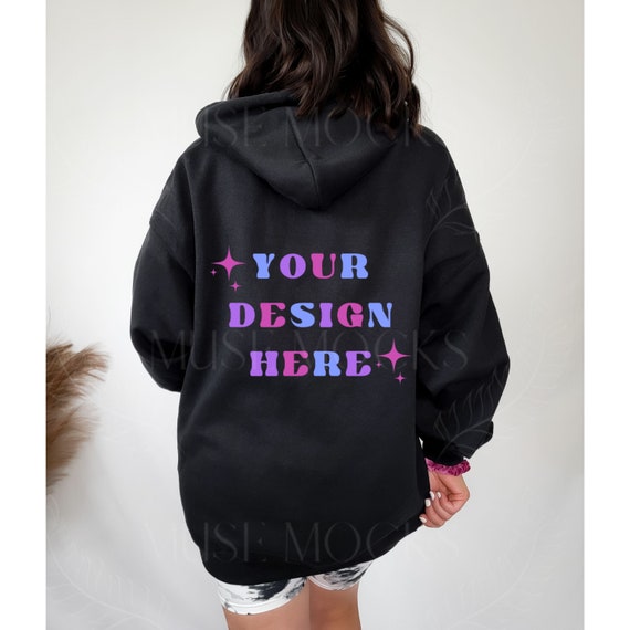 Gildan 18500 Mockup Black Gildan Hoodie Mockup Hoodie Mockup Model Mockup Back of Black Hoodie Mock Gildan Mockups Blank Sweatshirt mock ups