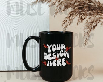 Schwarzer Becher Mockup Becher Mockup 15oz Becher Mockup Kaffeetasse Mockup Mock ups Boho Mockup Ästhetisches Mockup Minimalistisches Mockup Schwarze Becher Mock up