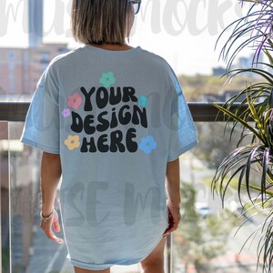 Light Blue Gildan Mockup Gildan 5000 Mockup Back of Shirt mockup Gildan Light Blue tshirt Mock  Mock ups Oversized mock ups Blue Gildan 5000