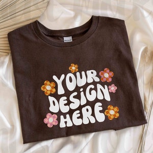 Gildan Dark Chocolate Mockup Gildan 5000 Mockup 5000 Brown tshirt mockup Gildan Mockup Gildan mock up Brown Shirt Mock ups Gildan Flat Lay