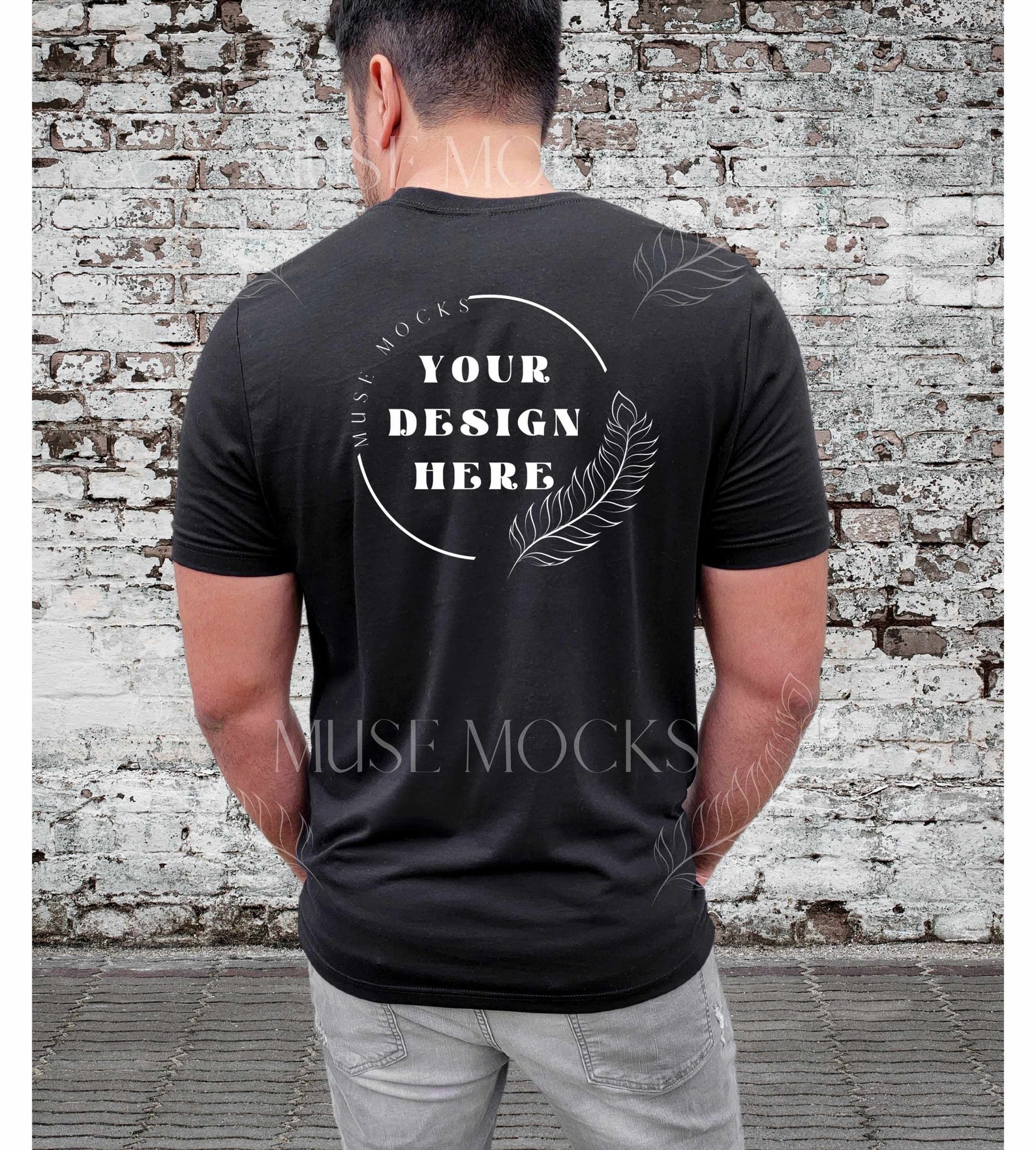 Black bella canvas 3001 Male Mock up Man in black shirt mockup | Etsy