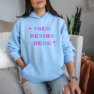 Gildan 18500 Hoodie Mockup Light Blue Hoodie Mockup Model Mockup Mock ups Gildan Hoodie Mockup Gildan Mockup Gildan 18500 Mockup Oversized