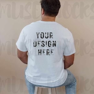 Gildan 5000 Mockup White Gildan Shirt mock Mens Mockup Men Back of shirt mockup Gildan Mockup Gildan Male Mockup Mock ups Back of 5000 mock