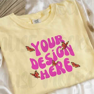Comfort Colors Mockup Banana C1717 Shirt Flat Lay Mockup Boho Mockup tshirt mock ups Comfort Color 1717 mockup Banana mockup Yellow shirt