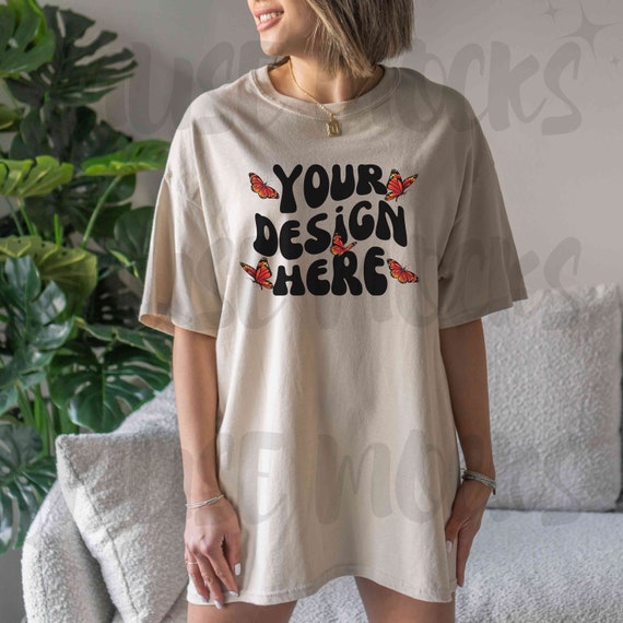 Gildan Mockup Gildan 5000 Mockup Sand Shirt mockup Gildan Crew Mock up Tee Sand tshirt Model Mockup Mock ups Oversized mock ups Gildan 5000