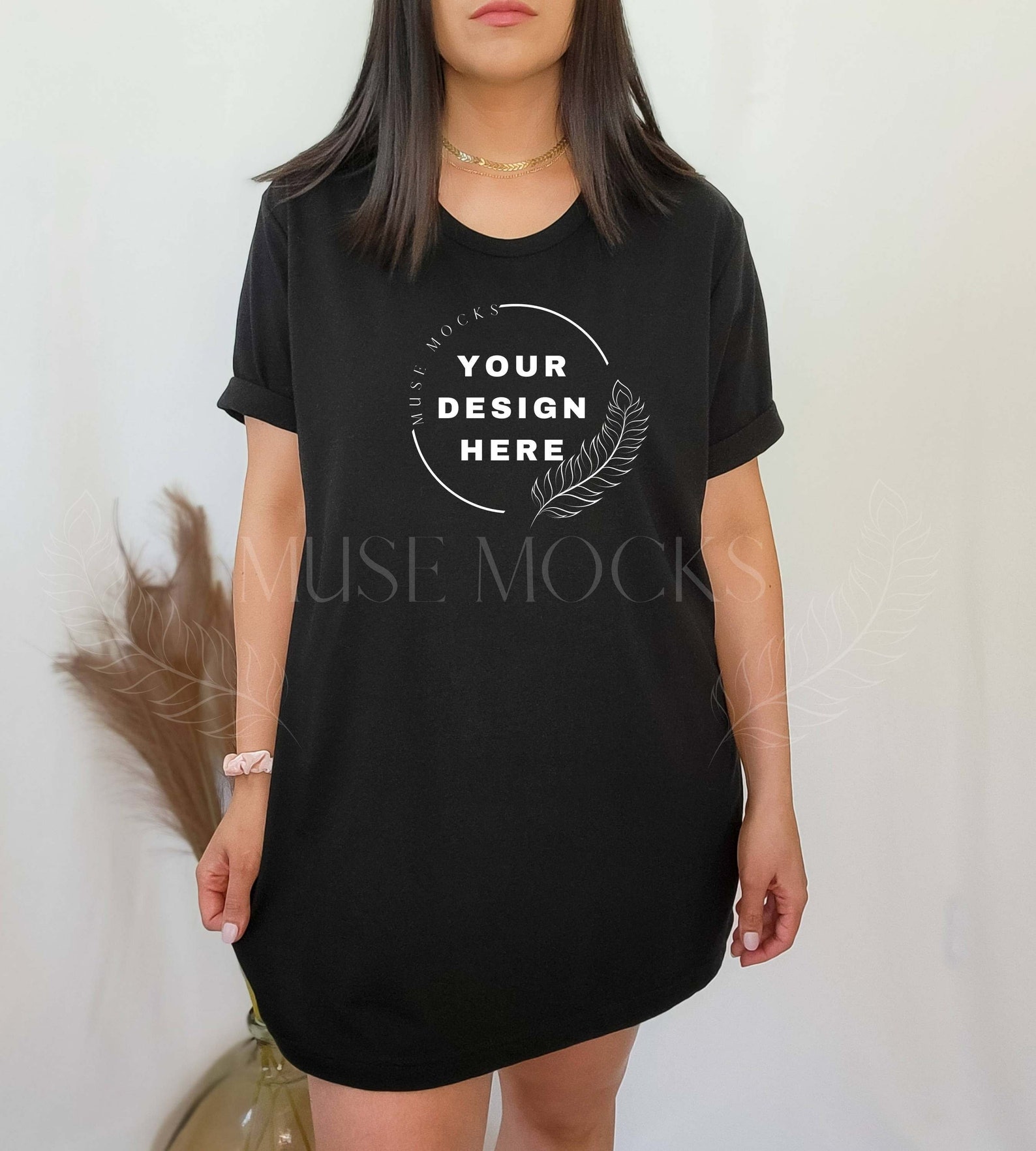 Download Black Bella Canvas 3001 Oversized T-shirt mockup Black Shirt | Etsy