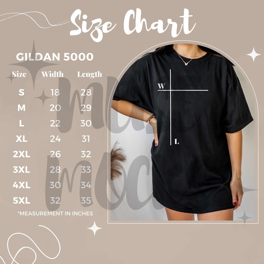 Gildan 5000 Size Chart Gildan Size Chart 5000 Size Chart Gildan 5000 ...