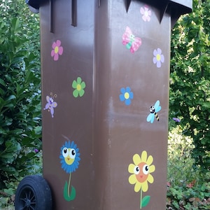 Mülltonnen Outdoor Aufkleber Set Tonnenfreunde Flower Fairy Sticker Garten Deko Blume Motiv Außenbereich