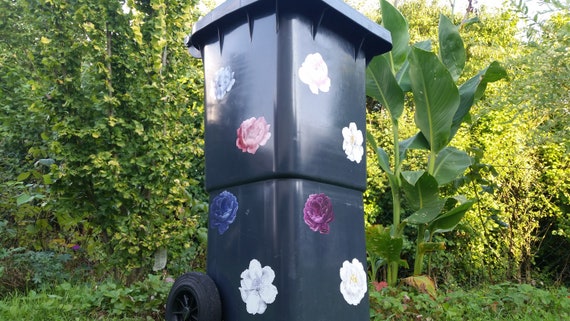 Verrückte Mülltonnen-Aufkleber Motiv Rosen, Garten Accessoires, Gartendeko, Garten
