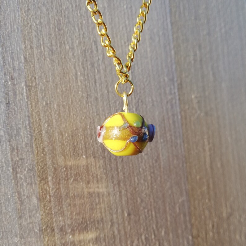 Glass Necklace Yellow Jewelry Fused Glass Art Minimal Lampwork Etsy