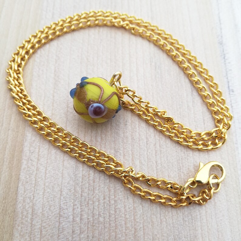 Glass Necklace Yellow Jewelry Fused Glass Art Minimal Lampwork Etsy