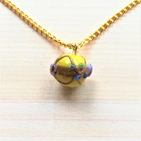 Glass Necklace Yellow Jewelry Fused Glass Art Minimal Lampwork Etsy