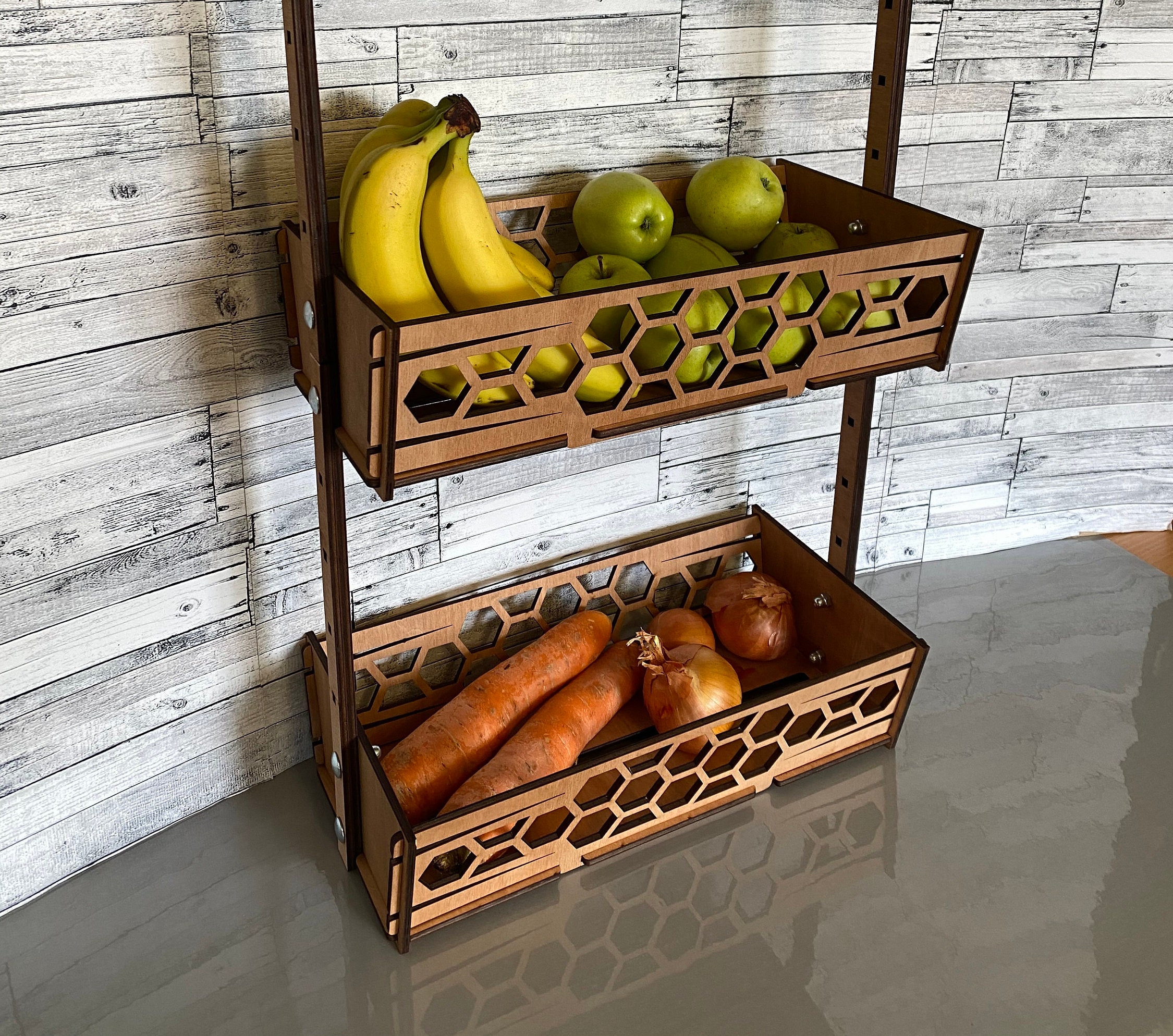 Fruit Vegetable Storage Basket Food Storage Wooden Fruit Etsy