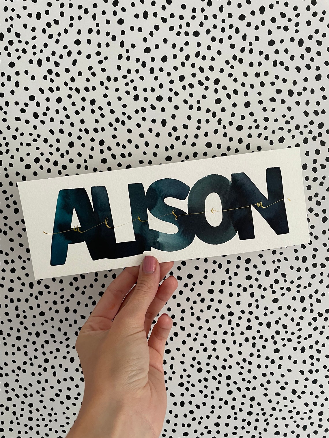 Custom block lettering with calligraphy Etsy