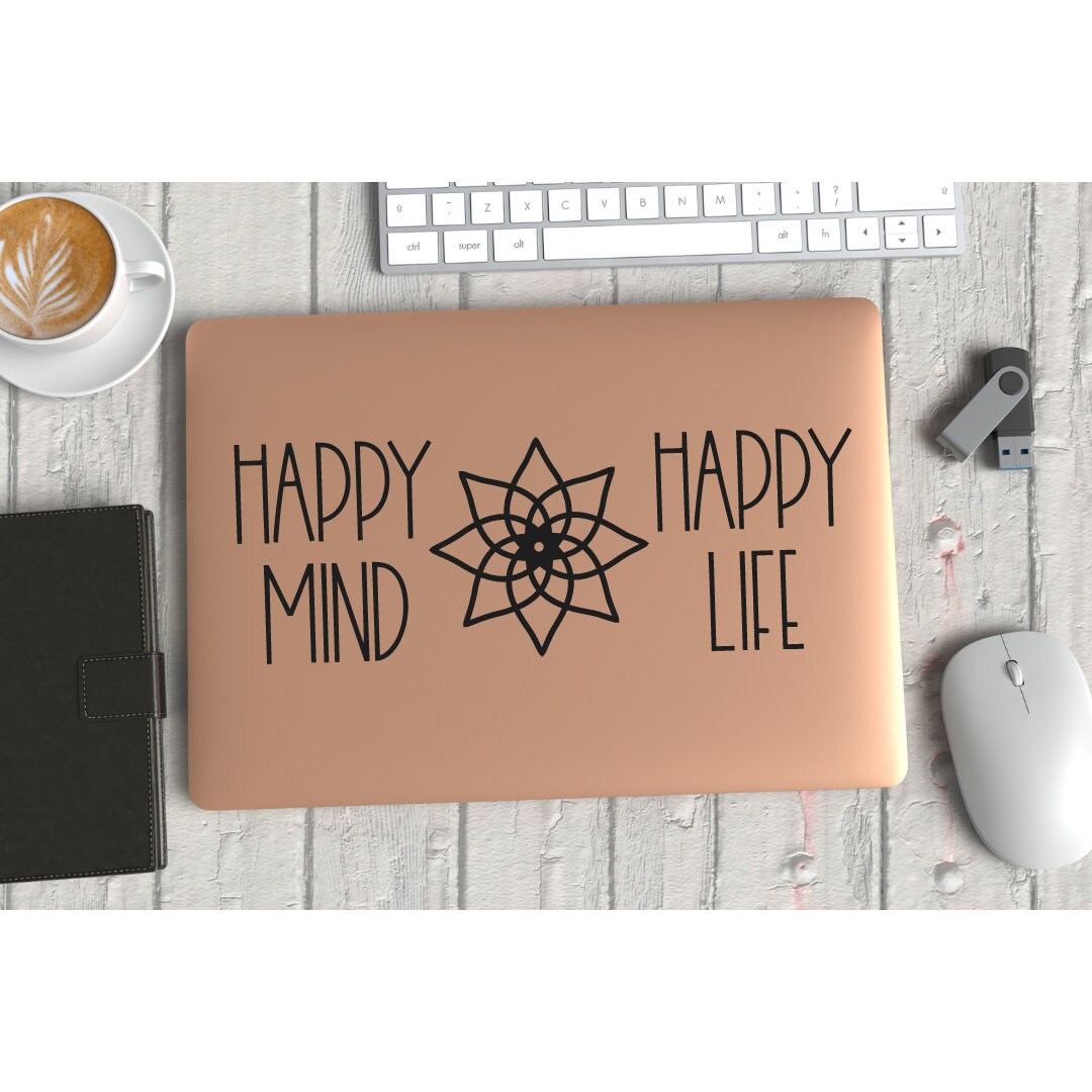 Happy Mind Happy Life Yoga Decal Car Decal Laptop Decal Window Sticker ...