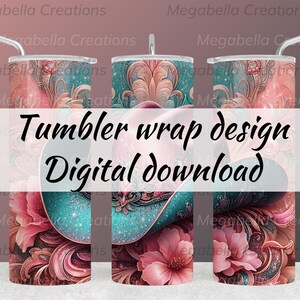 Cowgirl Tumbler Wrap, 20 Oz Tumbler Png, Pink and Teal Cowgirl Hat with Glitter Digital Download, Sublimation , Coquette, Western Country