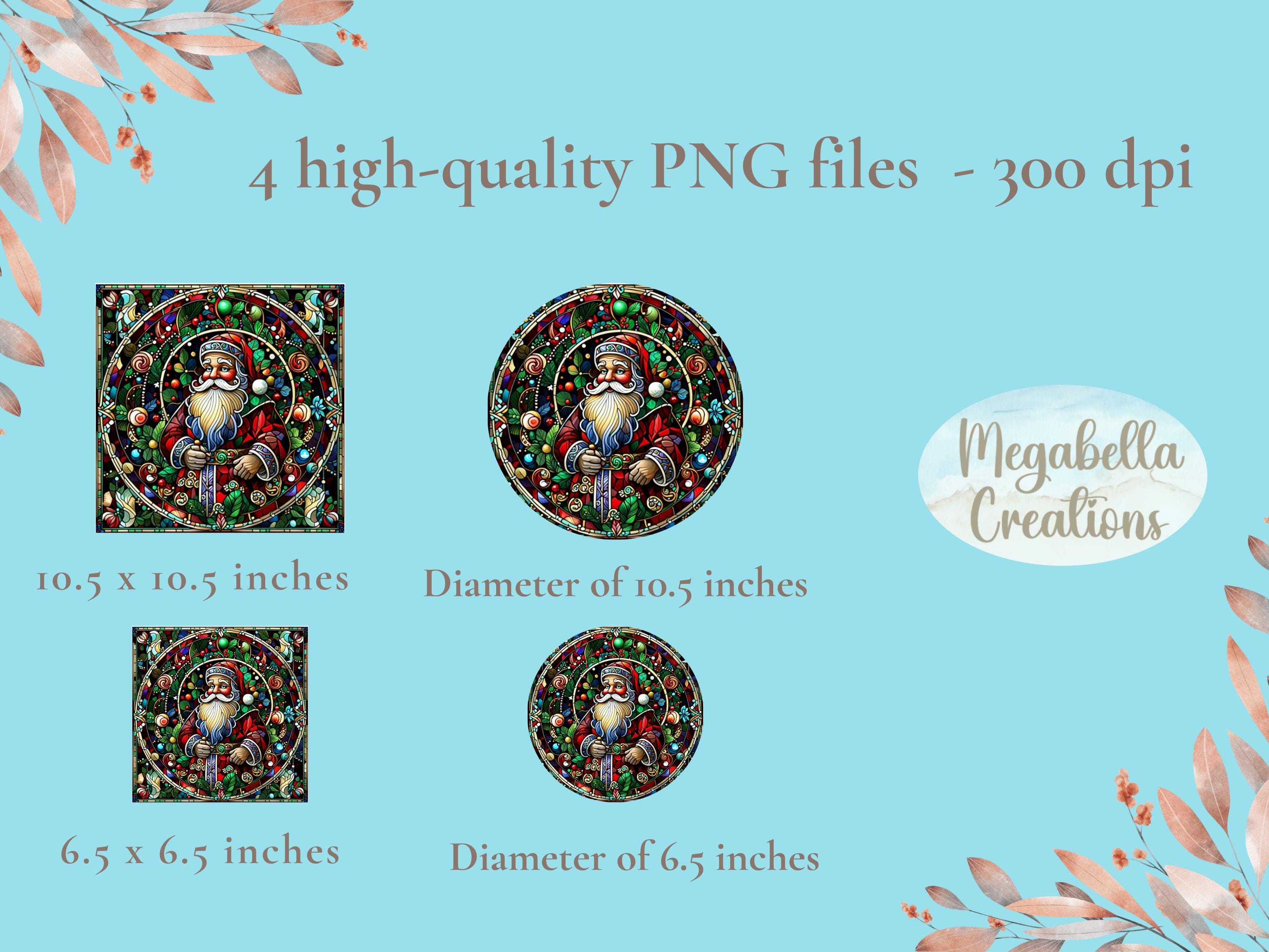 Stained Glass Santa Mandala Wind Spinner PNG Vintage Santa Claus ...