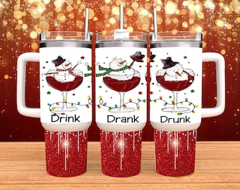 Pupazzo di neve divertente 40 oz Tumbler Wrap, Bere bevuto ubriaco 40 oz Tumbler PNG, Design di Natale 40oz Tumbler a sublimazione, Modello di Tumbler da 40oz