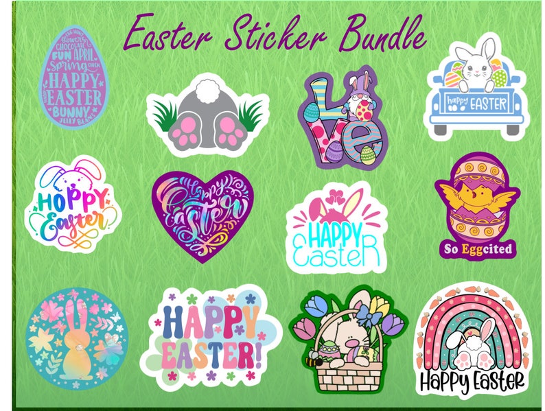 Easter Printable Stickers, Easter PNG Files, Easter Print and Cut PDG ...