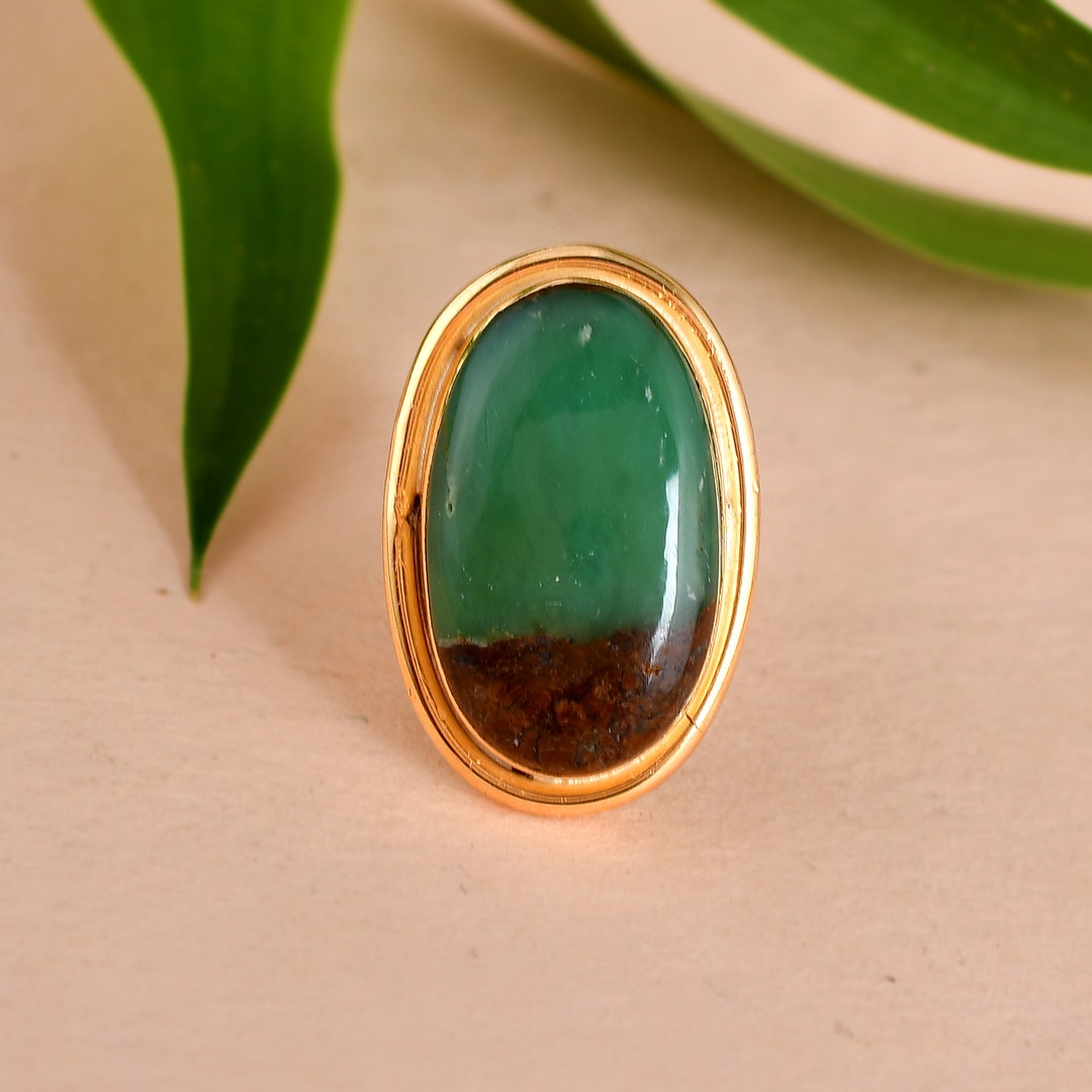 Natural Ruby Zoisite Ring, Oval Shape Ring, Large Gemstone Ring, Bezel