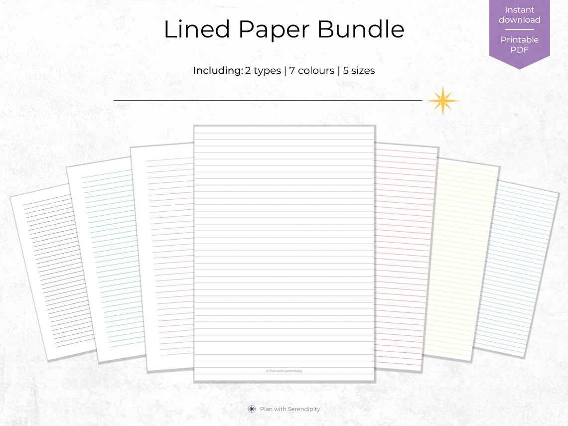Lined Paper MultiColored Lined Planner Paper A4 A5 Letter Etsy