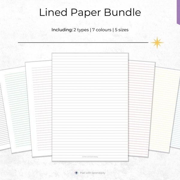 Lined Colored Paper Etsy