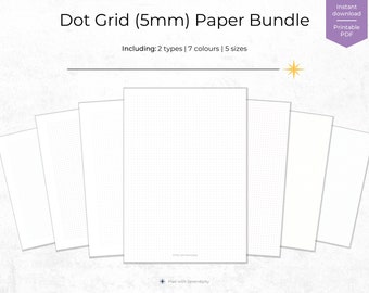 paper with dotted lines for writing Multi Coloured Printable Dot Grid Paper, Small Dot Grid Paper, Bullet Journal Paper, Maths Paper, Sizes A4, A5, Letter, Half Size