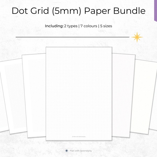 primary writing paper with dotted lines Multi Coloured Printable Dot Grid Paper, Small Dot Grid Paper, Bullet Journal Paper, Maths Paper, Sizes A4, A5, Letter, Half Size