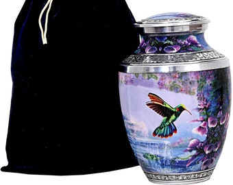 Handcrafted Humming Bird Urn for Human Ashes - Adult Funeral Cremation Urn Handcrafted - Affordable Urn for Ashes