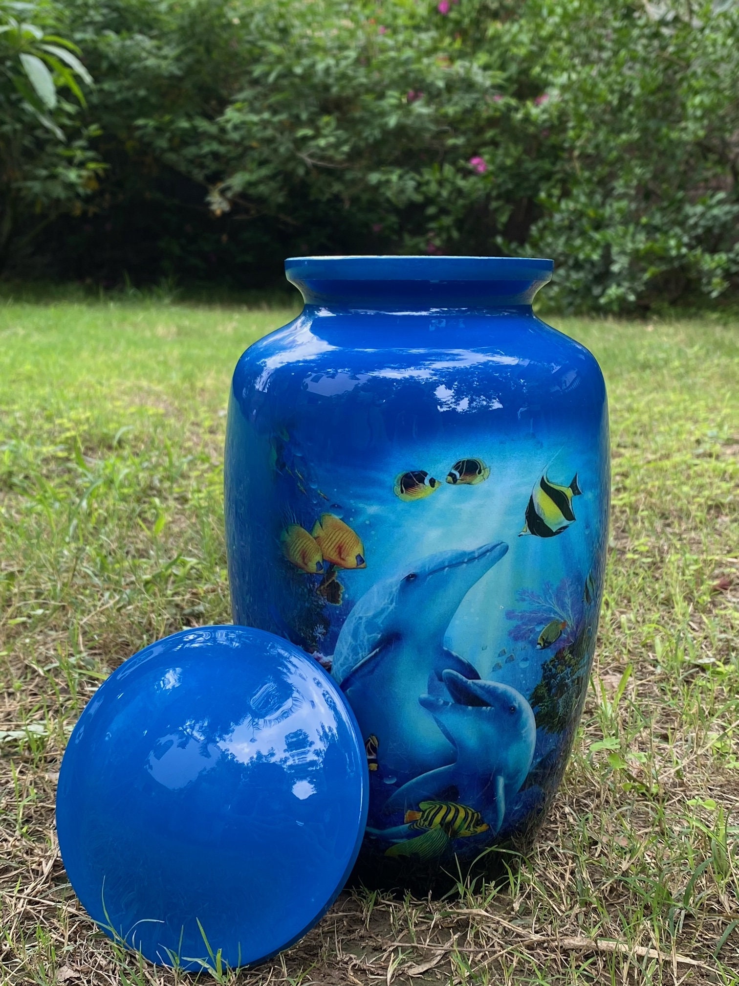 URNS Lovely Dolphin Ocean Blue Cremation Urn for Human Ashes Etsy