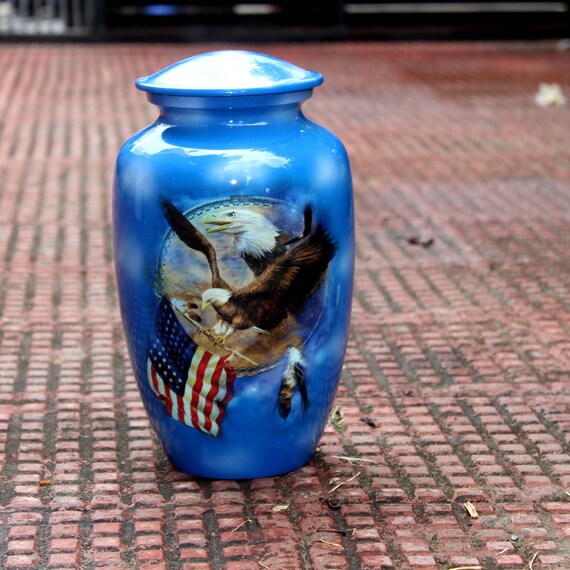 Flying Eagle USA Flag Blue Cremation Urn for Human Ashes Etsy