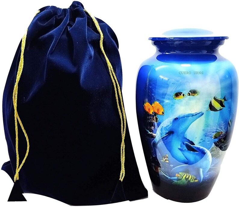 URNS Lovely Dolphin Ocean Blue Cremation Urn for Human Ashes Etsy
