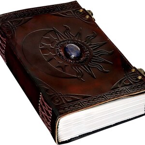 Leather Sun and Moon Embossed With Beautiful Blue Stone Journal Diary ...