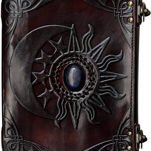 Leather Sun and Moon Embossed With Beautiful Blue Stone Journal Diary ...