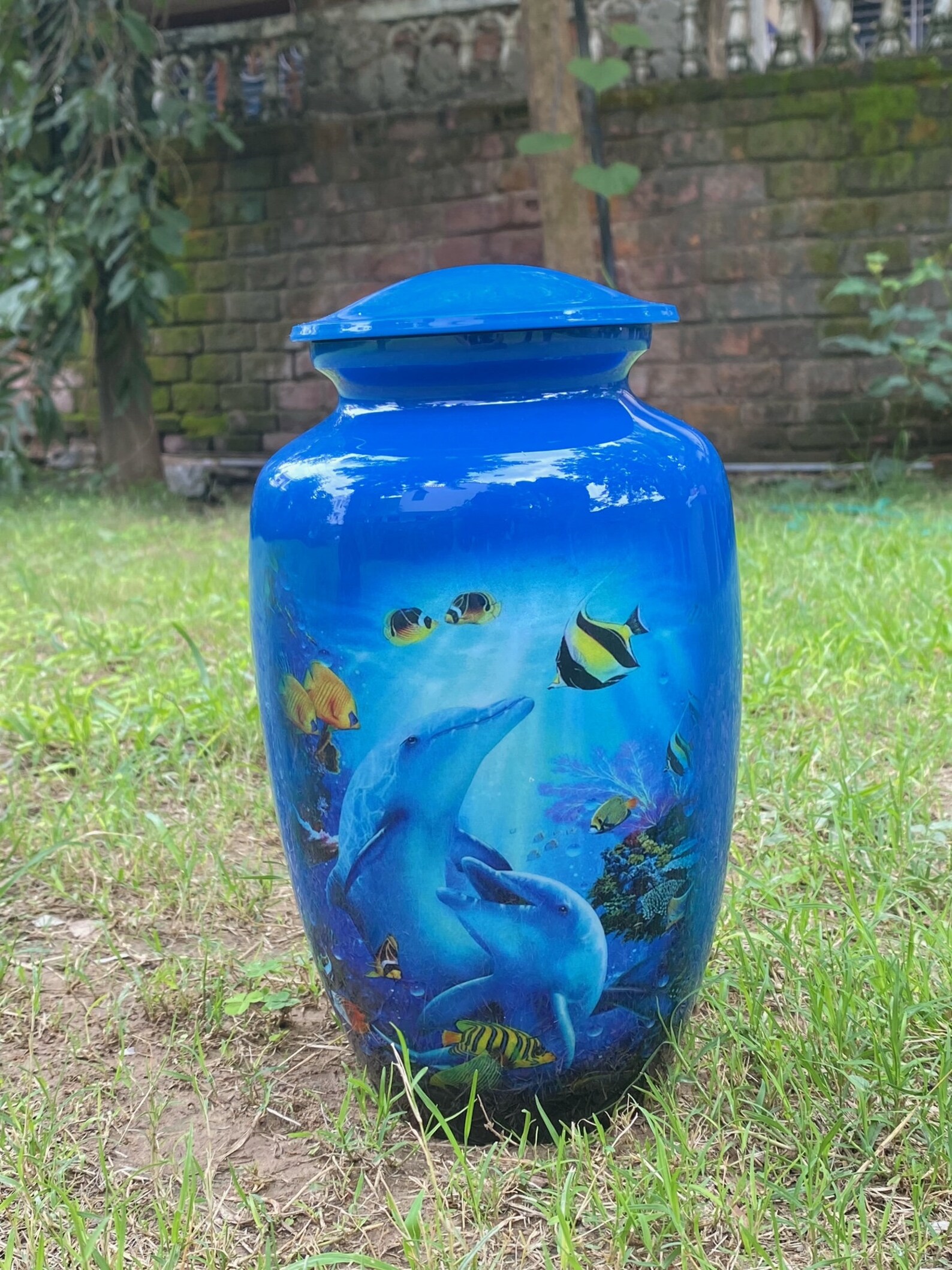 URNS Lovely Dolphin Ocean Blue Cremation Urn for Human Ashes Etsy