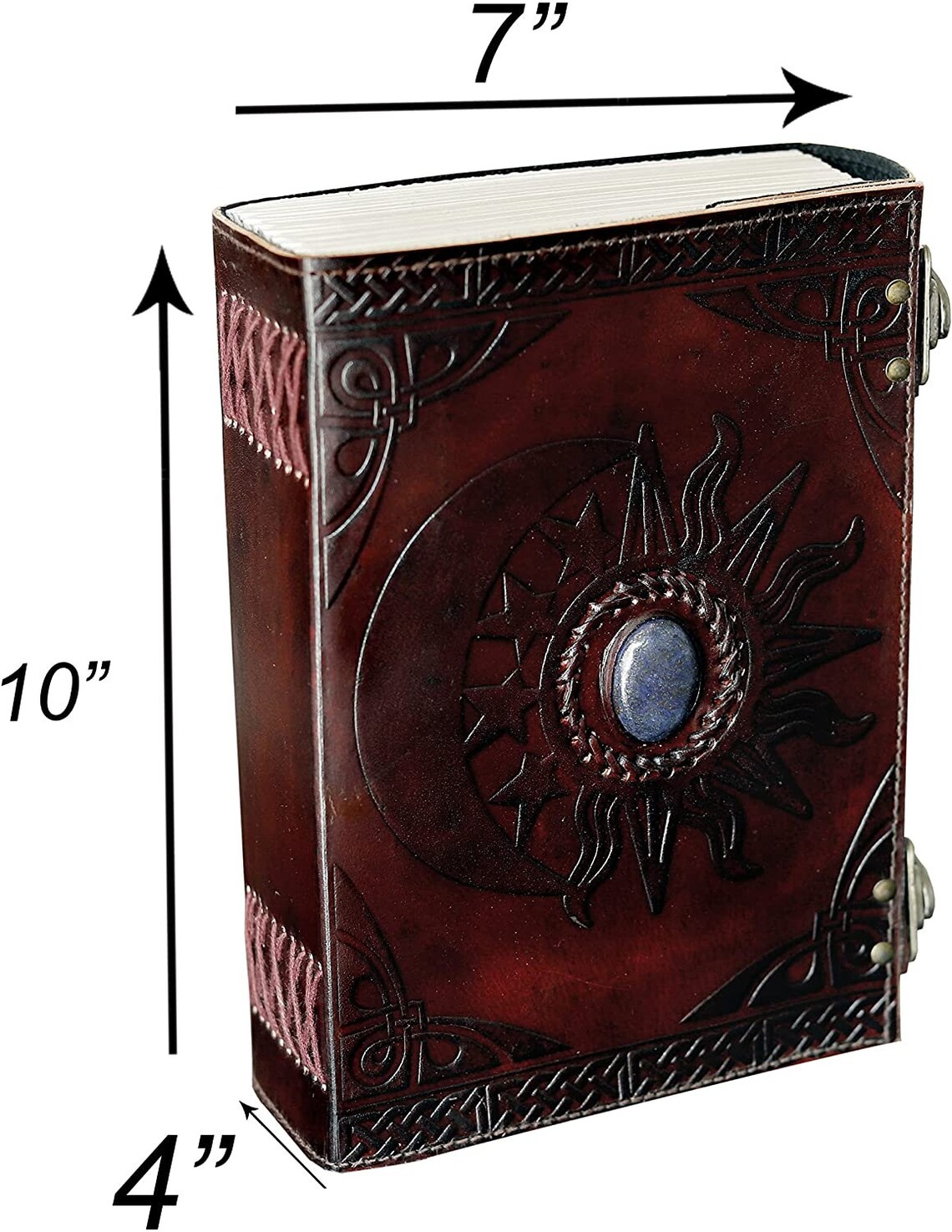 Leather Sun and Moon Embossed With Beautiful Blue Stone - Etsy