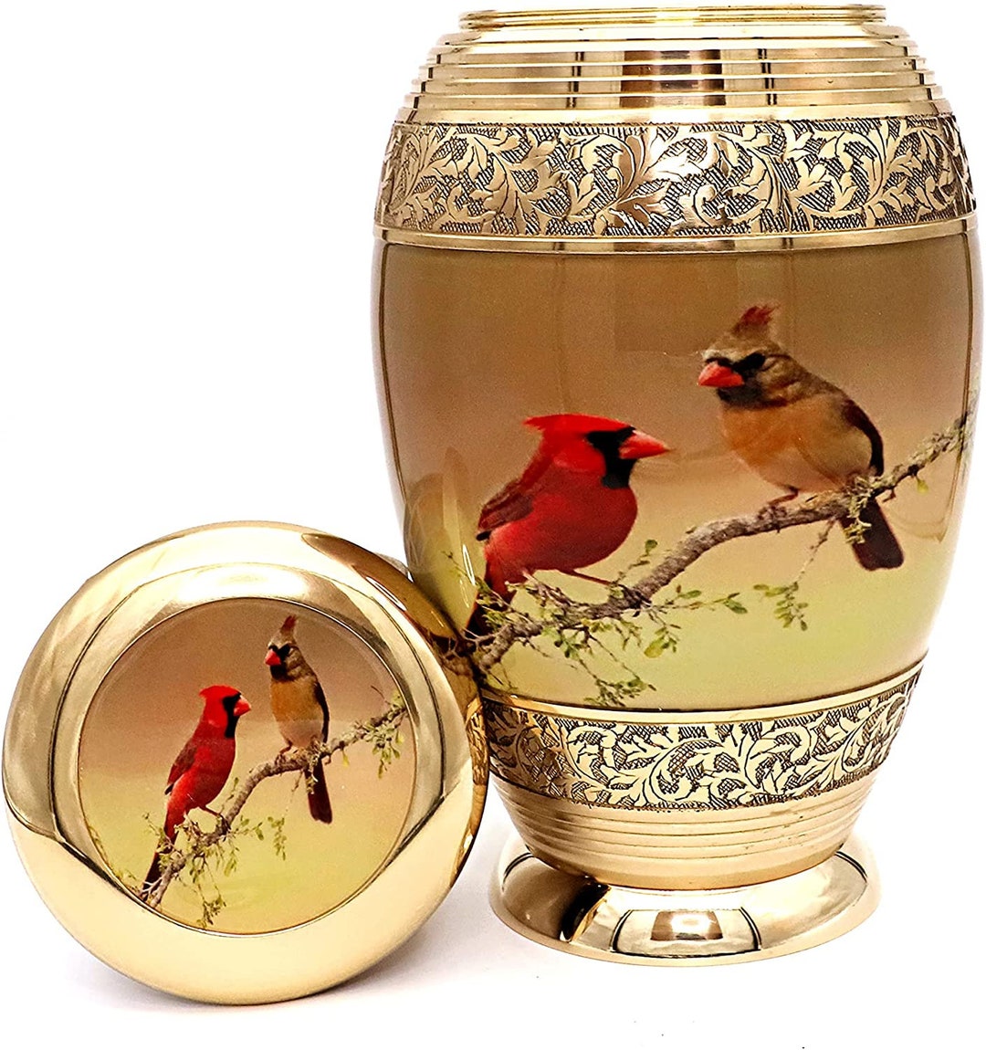URNS Lovely Cardinal Couple Bird Cremation Large Urn for Human Ashes