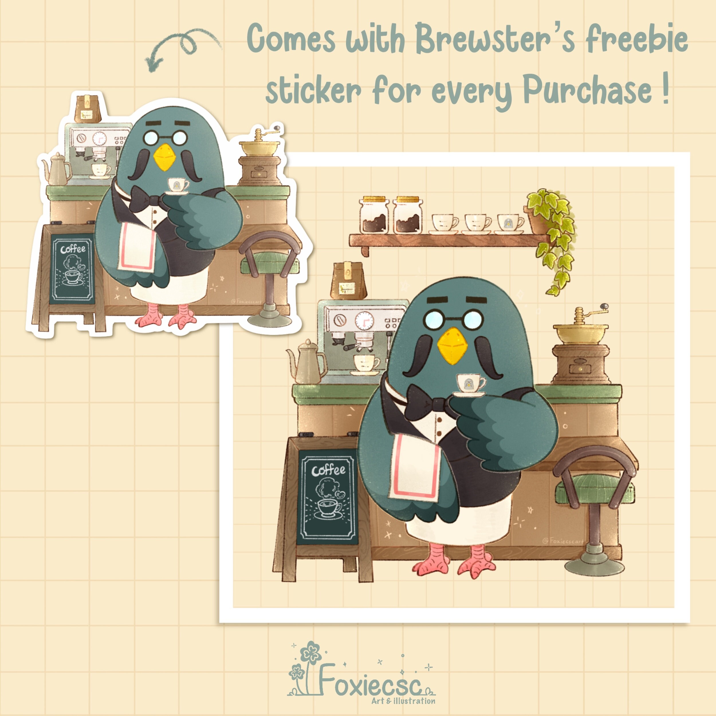 Cute Illustrated Brewster Animal Crossing the Roost Coffee - Etsy