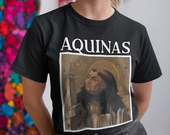 Thomas Aquinas Shirt, Philosopher Portrait Tshirt, Theologian Gift, Catholic Philosophy T Shirt, Vintage Theology Shirt, Philosophical Gifts