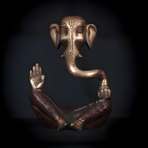 Statua di Ganesha Ottone Dio indù Ganesh Idol Elefante Scultura Vintage Seduta Intagliata Moderna Lord Ganpati Figurine Home Decor Housewarming